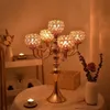 Bröllopsbord Centerpiece 5 Arm Candelabra Crystal Glass Column Candelabra Candle Holders Home Decor