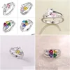 Bröllopsringar Personlig 925 Sterling Sier Custom Heart Birthstone Ring med 2-5 namnsmycken för hennes Mother Days Gift J190716 Dr DHQ0O