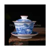 Chá Tureen Gaiwan Dehua Sancai Tigela Única Pintada à Mão Padrão Tradicional Chinês Er Drop Delivery Home Garden Kitchen Dining Bar T Dhcjp