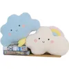 Mignon émotion visage météo oreiller en peluche tonnerre nuages sombres arc-en-ciel blanc nuage coussin bébé lit chambre décor maison 240311