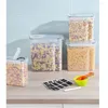 Bottiglie di stoccaggio Scatola per alimenti sigillata trasparente Cuboide PET Organizzatore da cucina Serbatoio per cereali Prevenzione dell'umidità e degli insetti