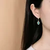 Dangle Earrings Classic Pastoral Style Cut-out Pattern Exquisite Oval Turquoise Earings For Women Engagement Jewelry Cheongsam Accessories
