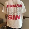 Camisetas para hombre, camiseta a la moda con canciones de sangre real, camisetas holgadas informales de marca, Hip Hop Harajuku de alta calidad para hombre
