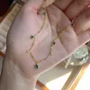 Anhänger Halsketten Schlüsselbein Kette Für Weibliche Koreanischen Stil Vintage Zierliche Grüne Kristall Gold Farbe Choker Halskette Am Hals Frauen Schmuck