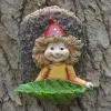 Rzeźby wiszące drzewo mała dziewczynka karmnik ptaków bajki statua dziecięca elf figurka kreatywna rzeźba rzemieślnicza