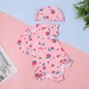 Children floral strawberry printed one-piece swimming kids summer princess bathing suits girls pool SPA beach swimming Z7202