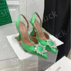 Amina Muaddi Baotou Sandalen High Heels Neue Sommer sexy Satin-Sonnenblumen-Einzelschuh-Strass-Absätze