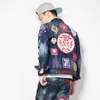 남자 재킷 2022 브랜드 남성 데님 재킷 남성 패션 캐주얼 슬림 한 찢어진 배지 진 코트 스트리트 힙합 펑크 블루 D2 데님 코트 x0913 x0913