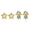 Kolczyki stadnorskie luksus Hamsa Hand Women Vintage Designer Crystal Star Earring Ear Puchanie urok Kolorowa modna impreza biżuteria