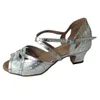 Buty taneczne Eliisha But spersonalizowany pięt srebrne/białe salsa sandały łacińskie
