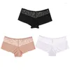 Women's Panties TrowBridge 3PCS Lace Boxers Breathable Lingerie Soft Comfort Boyshorts Silk Satin Underwear Exquisite Underpants