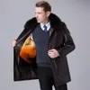 Kontratak oryginalnej skórzanej kurtki męskiej zima zimna i ciepłe starsze płaszcz w średnim wieku