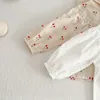 Sommer Baby Langarm Mit Kapuze Sonnenschutz Kleidung Mantel Mädchen Weiche Atmungsaktive Kirsche Muster Tops Jacke Kinder Kleidung 240306