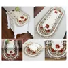 Tkanina stołowa koronkowa obrus domowy haftowany kwiatowy ornament owalny impreza vintage dekoracja przydatna marka