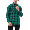 Chemises décontractées pour hommes Streetwear Hommes Chemise en flanelle à carreaux à manches longues Poitrine Deux poches Design Mode Bouton imprimé USA Taille S-XXL