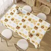 Table Cloth Yellow Orange Bear Grid Printed Tablecloth Household Dining Waterproof And Oil Resistant Tea Mat TV Dust-proof