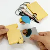 DHL200pcs Bag Parts Cute PU Small Mirror With Key Ring Carry-on Mix Color