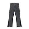 Jeans da uomo firmati jeans Europa e Stati Uniti marchio marea high street inchiostro nero splash flare donna pantaloni dritti larghi
