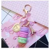 Tasarımcı Reçine Macaron Anahtar Zincirleri Anahtar Zincirleri Güzel Macaroon Çanta Tahil Anahtarlık Chaveiro Llaveros Altın Metal Anahtarlama Araba Anahtar Tutucu 8nxu