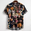 Mens clothing 2024 summer new European size mens floral short sleeved shirt for men