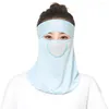 Scarves UV Protection Face Solid Color Silk Men Fishing Mask Womne Neckline Summer Sunscreen Gini