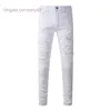 Designer Men Dżinsy American Style High Street w trudnej sytuacji transmisja na żywo z retro białe elastyczne diamentowe dżinsy