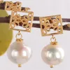 Kolczyki Dangle Natural White Baroque Pearl K inkuria 18k złota akcesoria słodkowodne biżuteria luksusowy impreza podtrzymywana kobiety