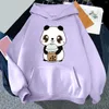 Hoodies femininos panda impressão sweatshirts para meninas adolescentes das mulheres bolso frontal oversize com capuz camisas de suor 2024 y2k kawaii harajuku roupas