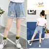 Summer Fashion Girls Soft Denim Pocket Short Jeans Pants Baby Casual Trousers Kids Shorts Childrens Clothing For 2-12 240305