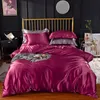 High End Home Emulation Silk Satin Bedding Set Luxury Single Double Däcke Cover Set High Quality King Queen Size Bedding Set 240306