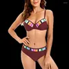 Damenbadebekleidung 2024 Frauen Retro Badeanzug Badeanzug Weibliches Design Druck Bikini Sommer Hohe Taille Zweiteiliges Set Bad