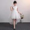 Summer Pink Blue White Kids Dress For 312yrs Old Girls Wedding Party Tailing Tulle Elegant Princess Sleeveless Childrens 240228