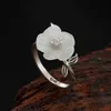 Klusterringar amxiu 925 sterling silver justerbara öppna ringar naturliga sten blomster ring kvinnliga smycken för bröllopsringar tillbehör bijoux l240315