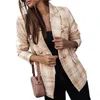 Women's Suits Trendy Autumn Blazer Slim Fit Women Plaid Print Business Casual Winter Coat Warm