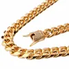 15mm Wide 8-40inch Length Men's Biker Gold Color Stainless Steel Miami Curb Cuban Link Chain Necklace Or Bracelet Jewelry219h