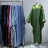 Etnik Giyim Müslüman Kadınlar Dubai Açık Abaya 2024 Sıradan Parlak İpek hırka Büyük Robe Bat Sleeves Ceket Zarif Mütevazı İslam