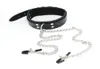 Bondage Gear PU Couro Metal Escravo Pescoço Colar com Clipe de Mamilo Grampos de Clitóris de Mama BDSM Fetiche Brinquedos Sexuais 2503574