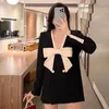 Women's Suits Lnsozkdg Spring White Elegant Office Ladies Blazer Luxury Double Button Long Blazers Korean Fashion Suit Jacket Women Clothing