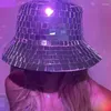 Baskar disco boll cowboy hink hatt western speglad paljett fedora glitter party tillbehör bling dans cap för utekväll silver