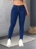 Donne allungare i jeans magri Lady Slimt Pencil Girls Leggings Drive Gamba Denim Pantaloni blu grigio Black Sexy Long Pantaloni 240307