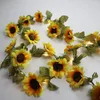 Strings Artificial Sunflower Vine Garland String Lights Battery Operated Fairy For Bedroom Wedding Home Decor