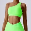 Lu Align Lemon One Shoulder Seamless Ribbed CUTIES Bra Women Neon Sports Gym Fiess 2024 New Asymmetrical Yoga Workout Crop Top Jogger Gym