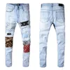 Designer jeans heren paarse jeans denim designer noodlijdende mode broek hoogwaardig design motorfiets retro casual broek gewassen oude jeans rock review jeans