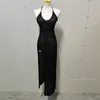 Sexy Backless Cotton Halter Hollowed-out Knit Dress Women's Holiday Fashion Swimsuit Cover Up See-through Beach Dress