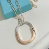 Designer S925 Sterling Silver Necklace Tiffay och Co Lock Rose Gold Platinum Splice With Diamonds Color Separation Electropated Advanced Sense