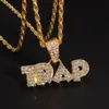 Hip Hop Ice Out Zircon Trap Letter Pendant Necklace for Men and Women Fashion Rock Rap Music Party Jewelry Gift 240311