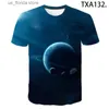 メンズTシャツ2020サマーギャラクシーTシャツTシャツThis Men Children Universe Space TシャツCool Planet T 3D Print T Boy Girl Kids Strtwear Tops Y240321