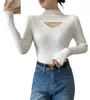 Chaquetas de mujer diseño Sense recortado medio cuello alto camisa de fondo estilo occidental todo a juego Top blanco 2024 prendas de punto moda