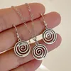 Necklace Earrings Set Vintage Spiral Vortex For Women Unisex Boho Pentagram Fashion Y2K 2024 Retro Jewelry