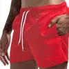 Sommer lässige Herren-Badehose, Strand, kurze Designer-Hose, Kordelzug, lockere, schnell trocknende Badeshorts, Netzfutter, Übergröße, USA-Mann